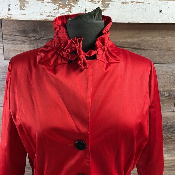 JOSEPHINE STUDIO Womens Satin LIGHTWEIGHT Cardigan Jacket Blouse  Red Size 6P - Picture 3 of 8